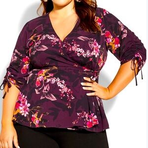 City Chic Marbella Burgundy Top NWT XXS/12